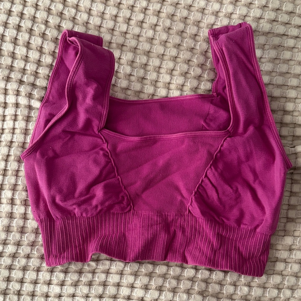 FP Movement by Free People Magenta Ribbed Seamless Sports Bralette - Picture 3 of 3